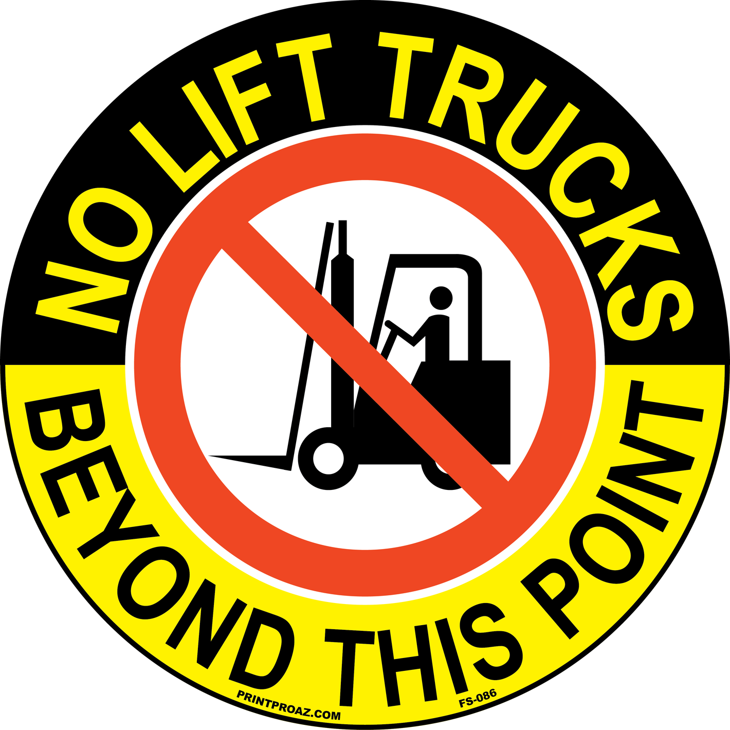 No lift trucks beyond this point anti-slip floor sign