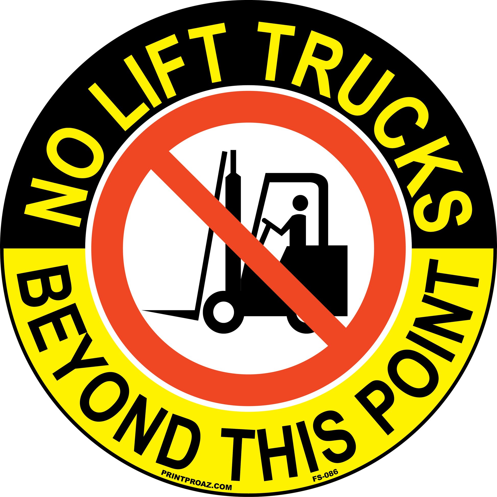 No lift trucks beyond this point anti-slip floor sign