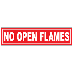 No open flames vinyl safety label for hazardous areas and fire prevention compliance