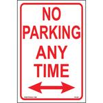Aluminum No Parking Any Time double arrows sign double arrows