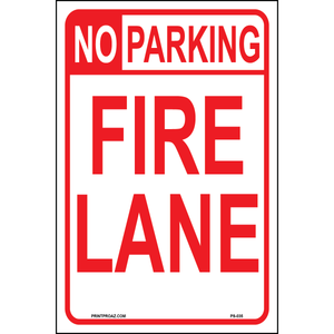 Aluminum No Parking Fire Lane regulation sign