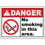 Danger no smoking in this area safety sign