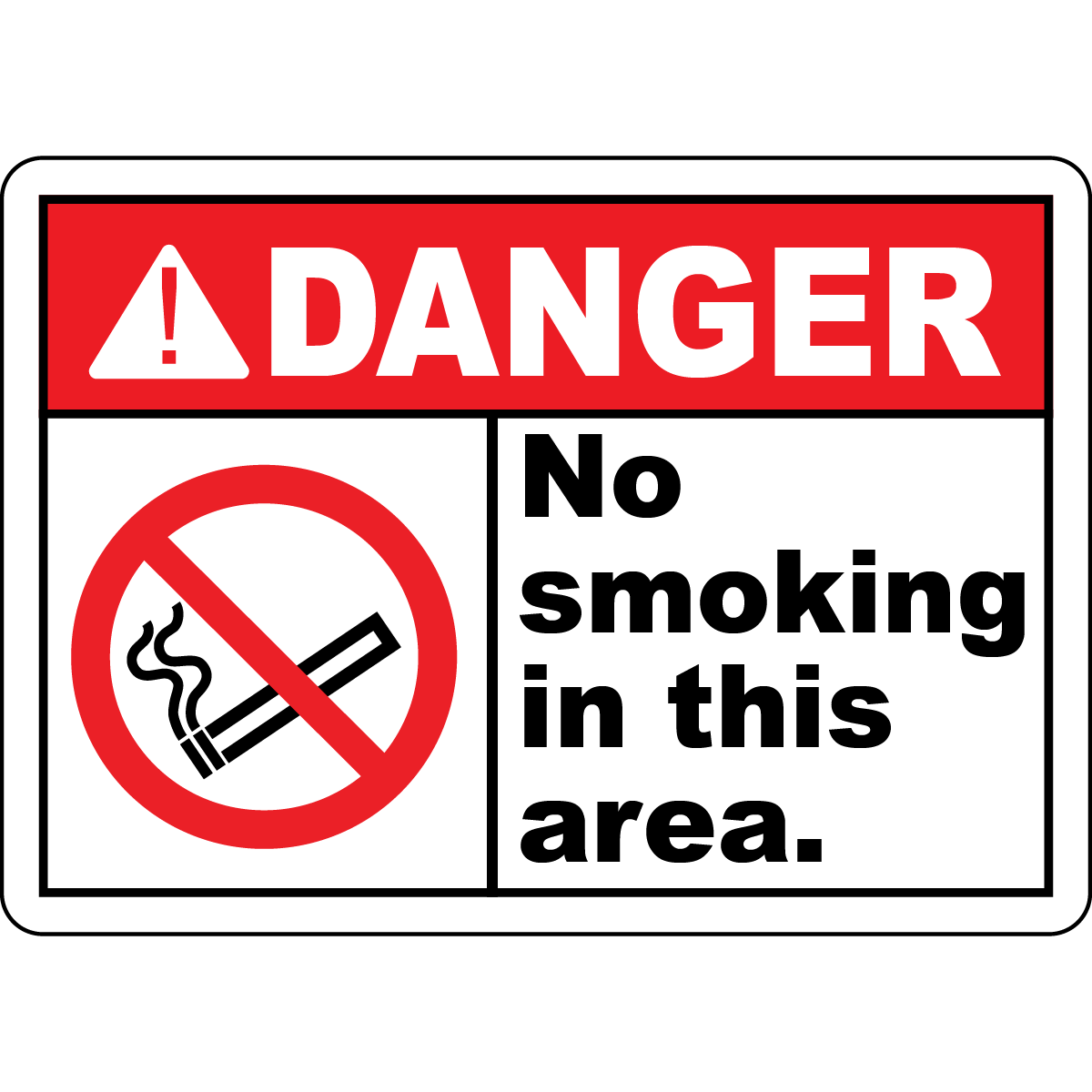 Danger no smoking in this area safety sign