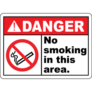 Danger no smoking in this area safety sign