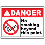 Danger no smoking beyond this point sign