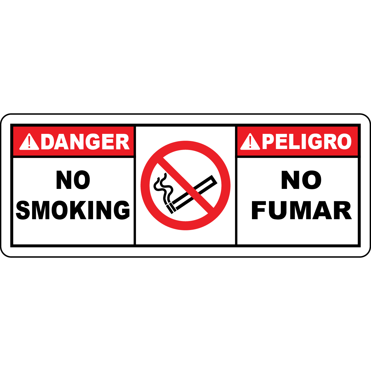 Danger no smoking bilingual safety sign