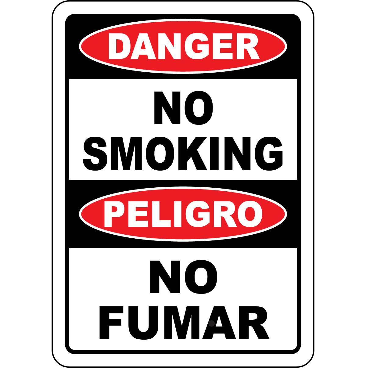 Danger no smoking bilingual safety sign