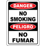 Danger no smoking bilingual safety sign