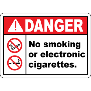 Danger no smoking or electronic cigarettes sign