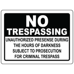 No trespassing night prosecution warning safety sign