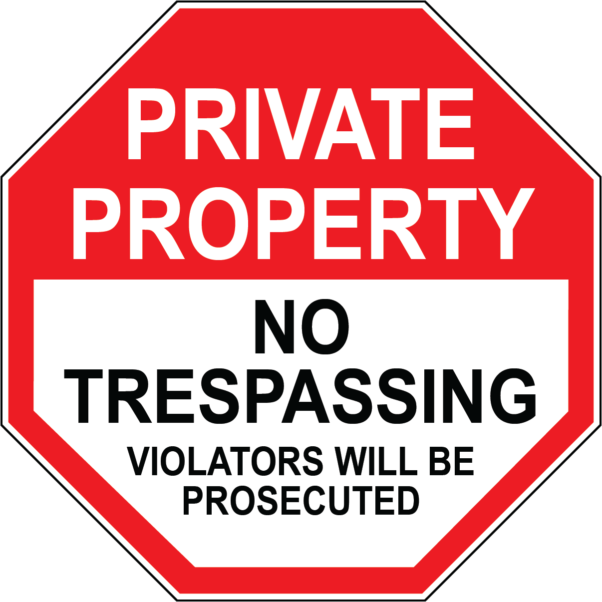 Private property trespassers prosecuted warning sign