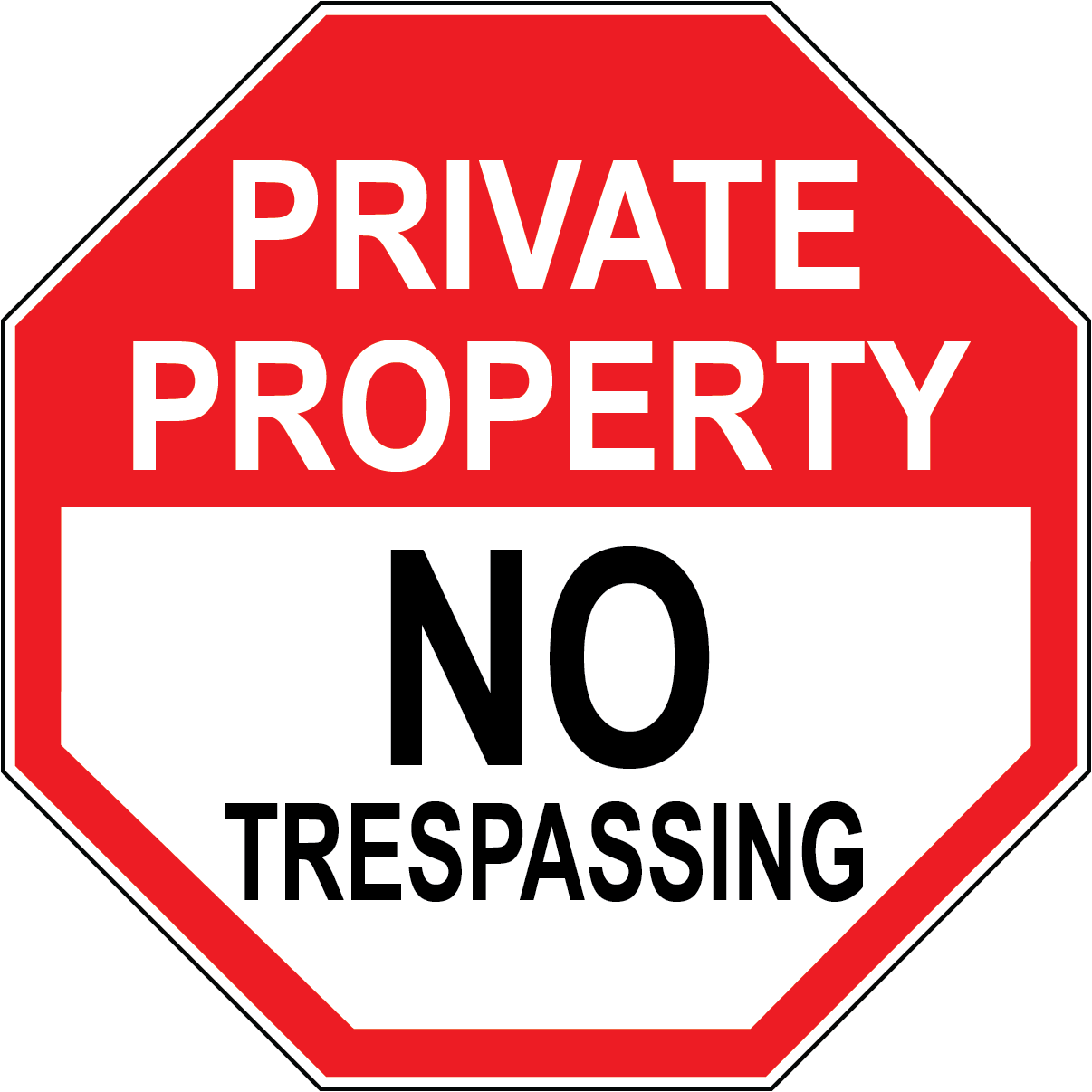 Private property no trespassing safety warning sign