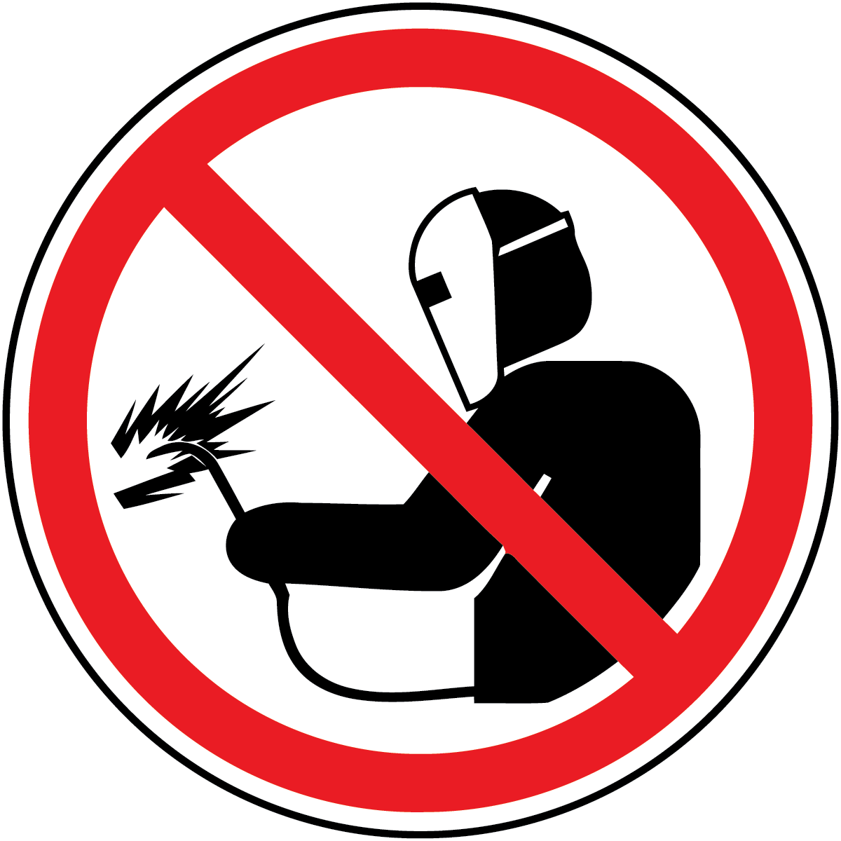 No welding peel and stick polyester safety label for restricted work areas
