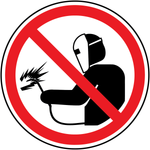 No welding peel and stick polyester safety label for restricted work areas
