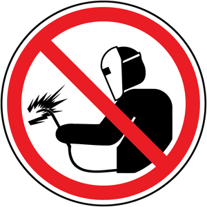 No welding peel and stick polyester safety label for restricted work areas