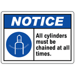Notice all cylinders must be chained at all times safety sign