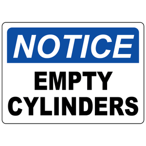 Notice empty cylinders sign for compressed gas storage and inventory management