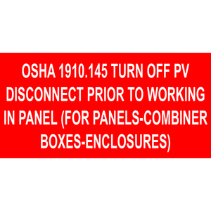 1.5x3 OSHA 1910.145 PV-535 Plastic Solar Labels
