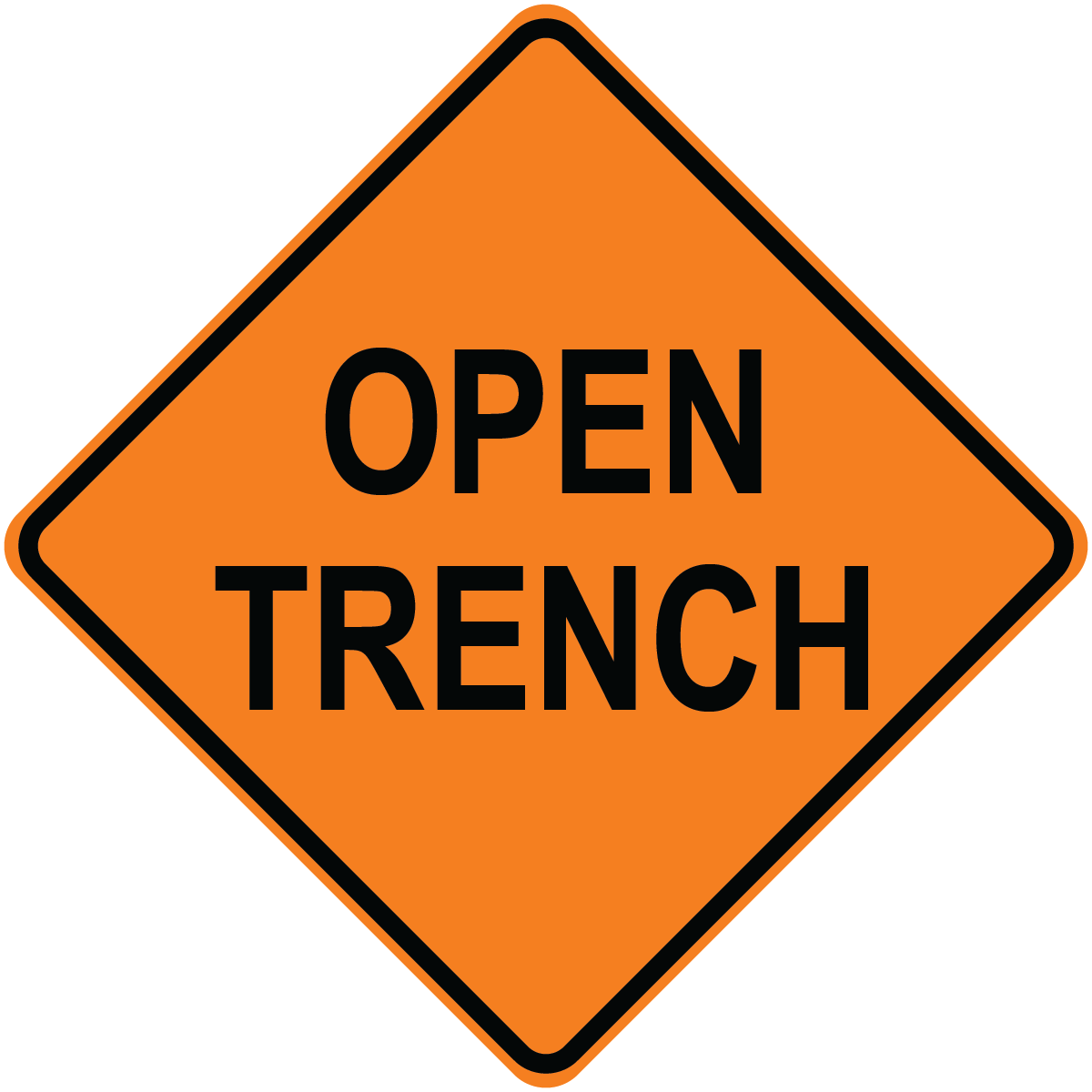 Open trench diamond aluminum excavation safety sign