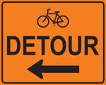 Bike detour left arrow MUTCD M4-9c OSHA sign for bicycle lane closure safety