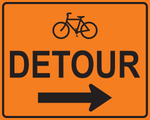 Bike detour right arrow MUTCD M4-9c OSHA sign for bicycle lane closure safety