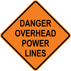 Danger overhead power lines diamond aluminum warning sign