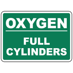 Oxygen full cylinder status sign for compressed gas storage identification