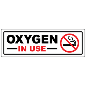 Oxygen in use vinyl label with no smoking symbol for workplace oxygen safety compliance