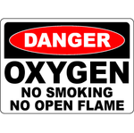 Oxygen no smoking no open flame safety warning sign