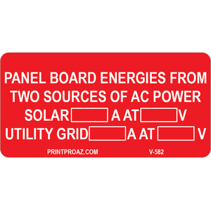 1.5x3 Panel Board Energies From V-582 Decal Solar Labels
