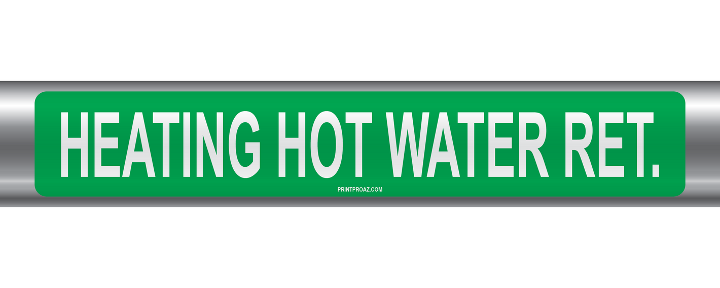 Heating Hot Water Ret. Self-Adhesive Pipe Marker PM-089