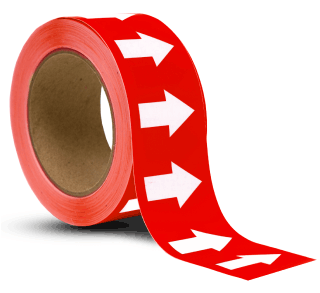 ansi red / white arrow banding tape, m-249 pipe marker