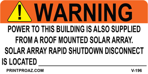 2X4 Solar Electrical Warning Vinyl V-196 Decal