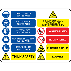 Construction PPE CCTV safety warning sign