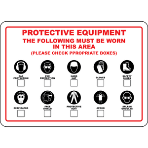 The Following PPE Must Be Worn Sign