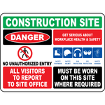 Construction PPE no unauthorized entry safety sign