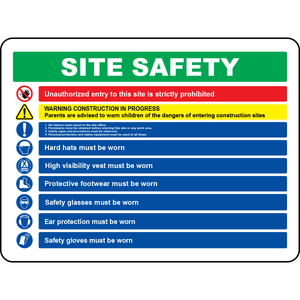 Construction PPE required unauthorized entry warning sign