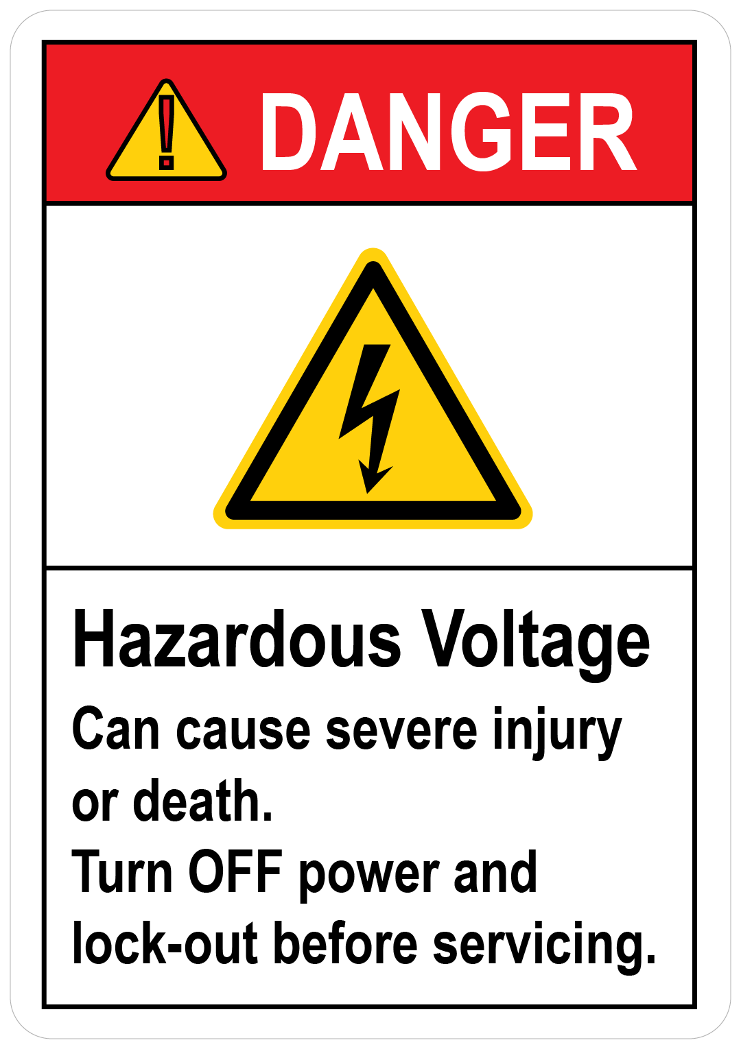 Hazardous Voltage Can Cause Severe Injury Or Death Turn Off Power And Lock-Out Before Servicing, Vinyl, PUV-100