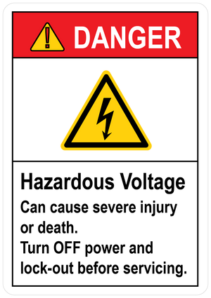 Hazardous Voltage Can Cause Severe Injury Or Death Turn Off Power And Lock-Out Before Servicing, Vinyl, PUV-100