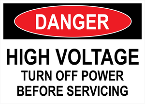 High Voltage Turn Off Power Before Servicing, Vinyl Decal, PUV-064