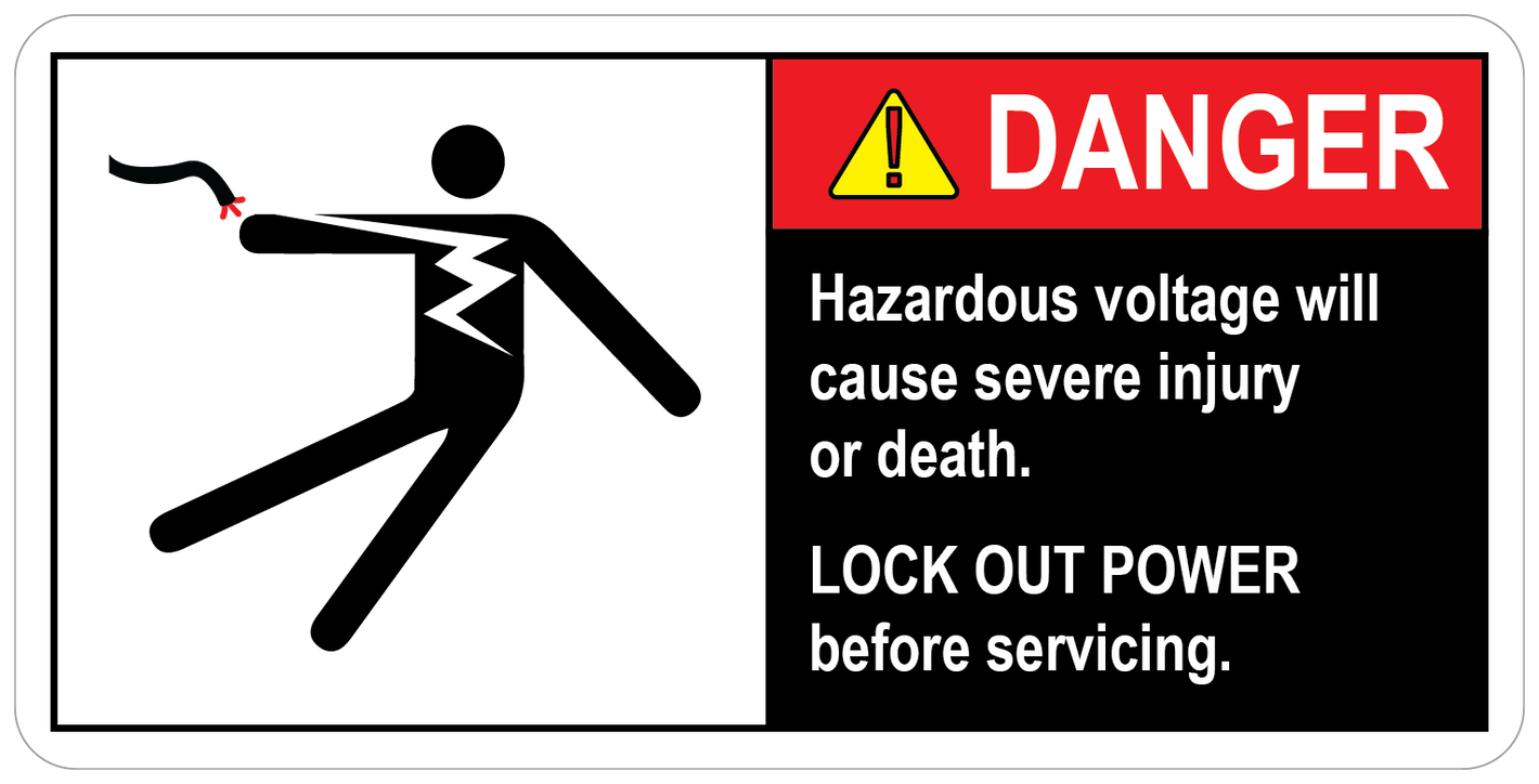 Hazardous Voltage Will Cause Severe Injury Or Death, Vinyl, PUV-026