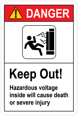 Keep Out Hazardous Voltage Inside Will Cause Death Or Severe, Vinyl Decal, PUV-103