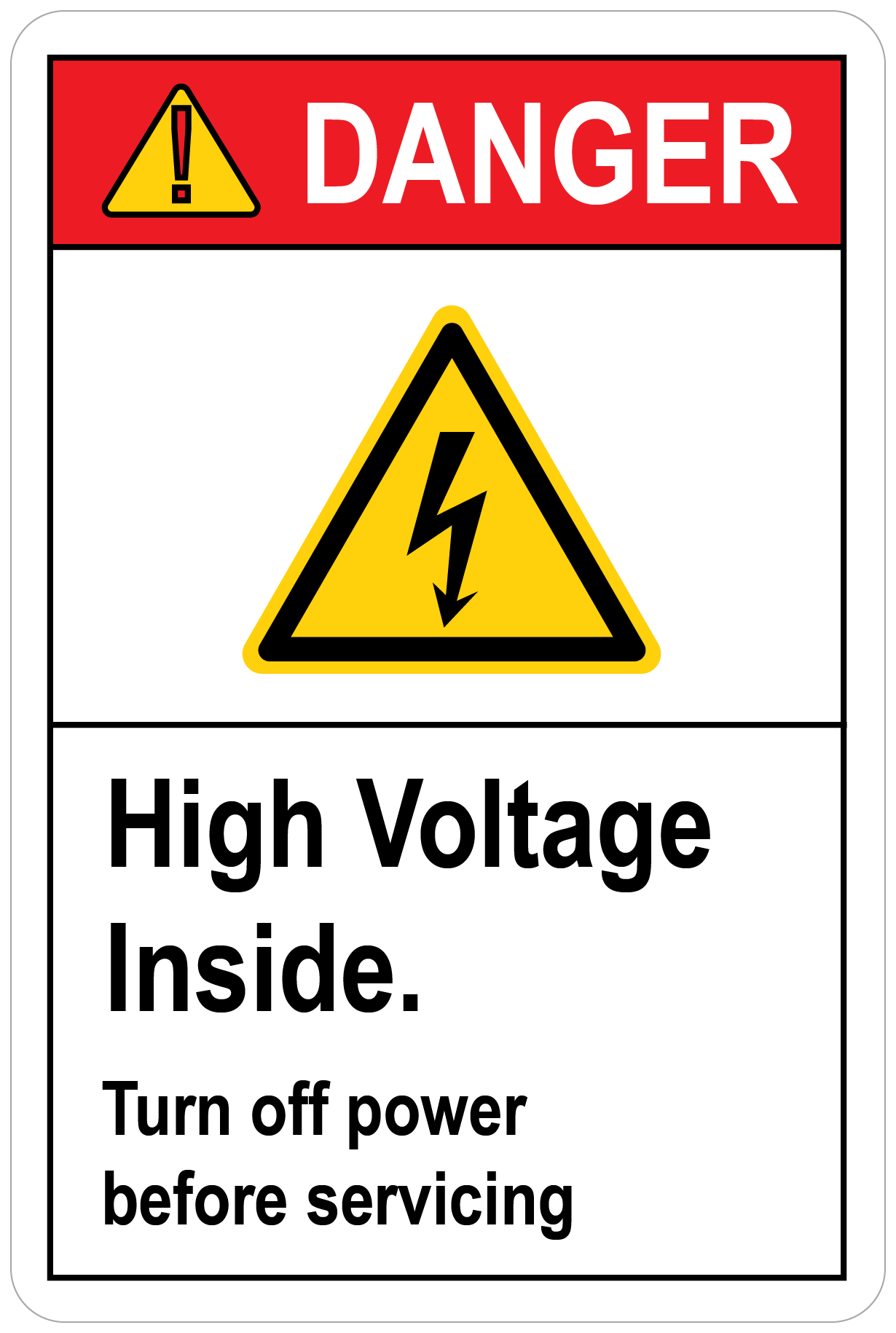 High Voltage Inside Turn Off Power Before Servicing, Vinyl, PUV-096