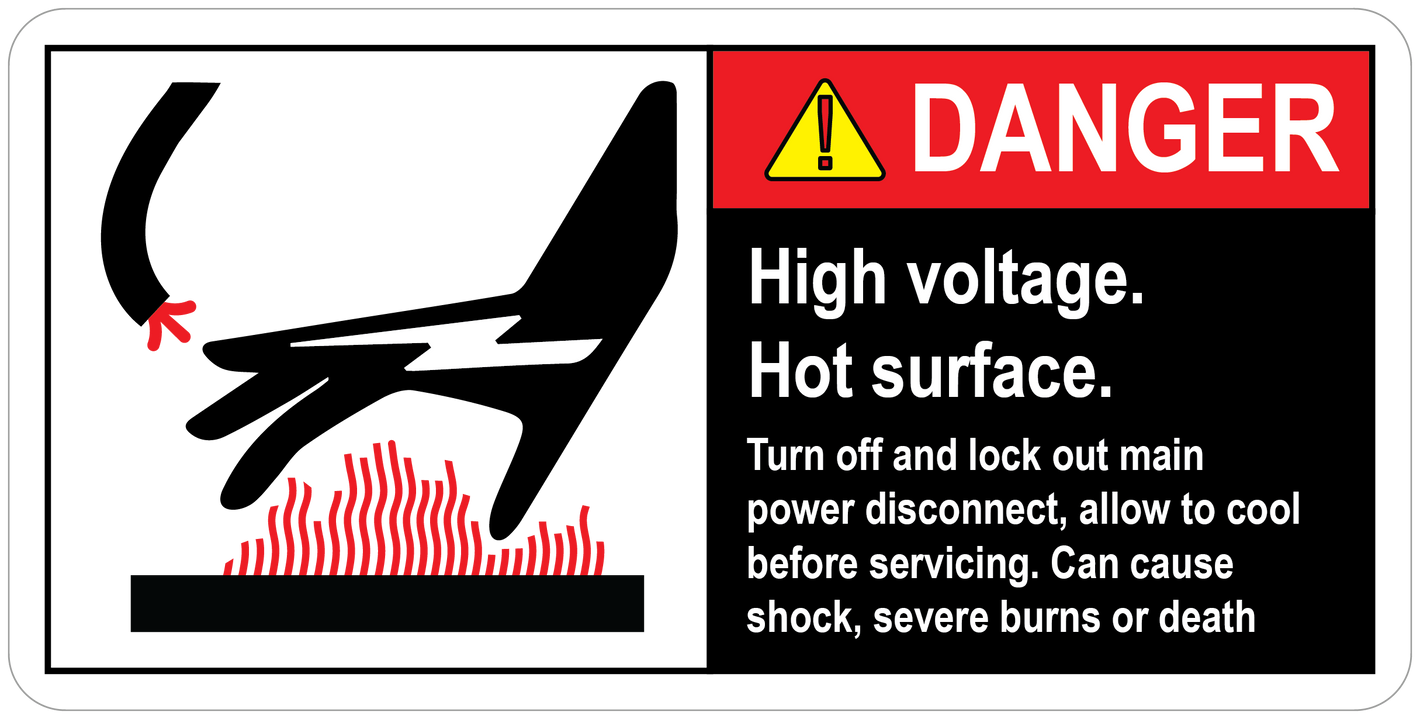 High Voltage Hot Surface Turn Off And Lock Out Main Power Disconnect Allow To Cool Before Servicing, Vinyl, PUV020