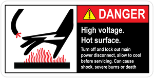 High Voltage Hot Surface Turn Off And Lock Out Main Power Disconnect Allow To Cool Before Servicing, Vinyl, PUV020