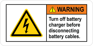 Warning Label: Turn Off Battery Charger Before Disconnecting Battery Cables. (PUV-349 - PUV-354)