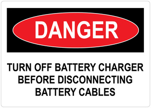 Danger Sign: Turn Off Battery Charger Before Disconnecting Battery Cables.(PUV-359 - PUV-361)