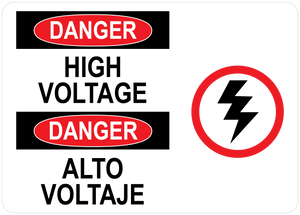 Bilingual Danger / Peligro Sign: High Voltage / Alto Voltaje (With Bolt Symbol) PUV-131 - PUV-139