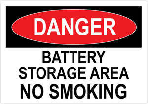 Danger Sign: Battery Storage Area No Smoking.(PUV-366 - PUV-370)