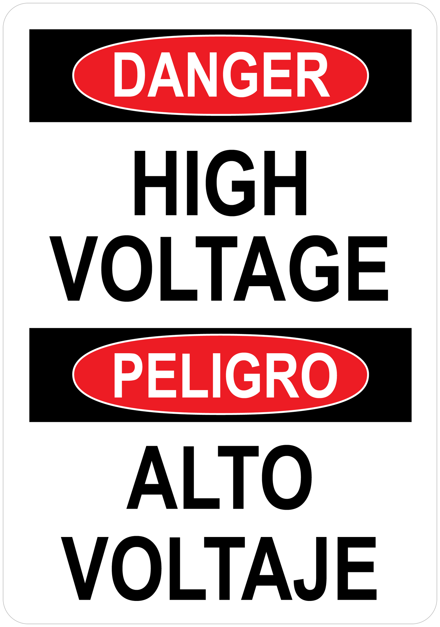 Bilingual Danger Label: High Voltage/Alto Voltaje. PUV-214 - PUV-218